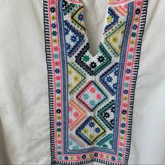 Talbots White 3/4 Sleeve Boho Embroidered Top size S - Picture 4 of 6